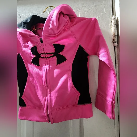 Under Armour 2T Pink and Black Zip-Up Hoodie - Picture 3 of 9